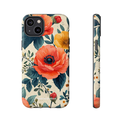 Vibrant Botanical Poppies - Tough iPhone 14 Phone Case