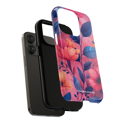 Pink Blue Floral - Tough + MagSafe® iPhone 14 Phone Case