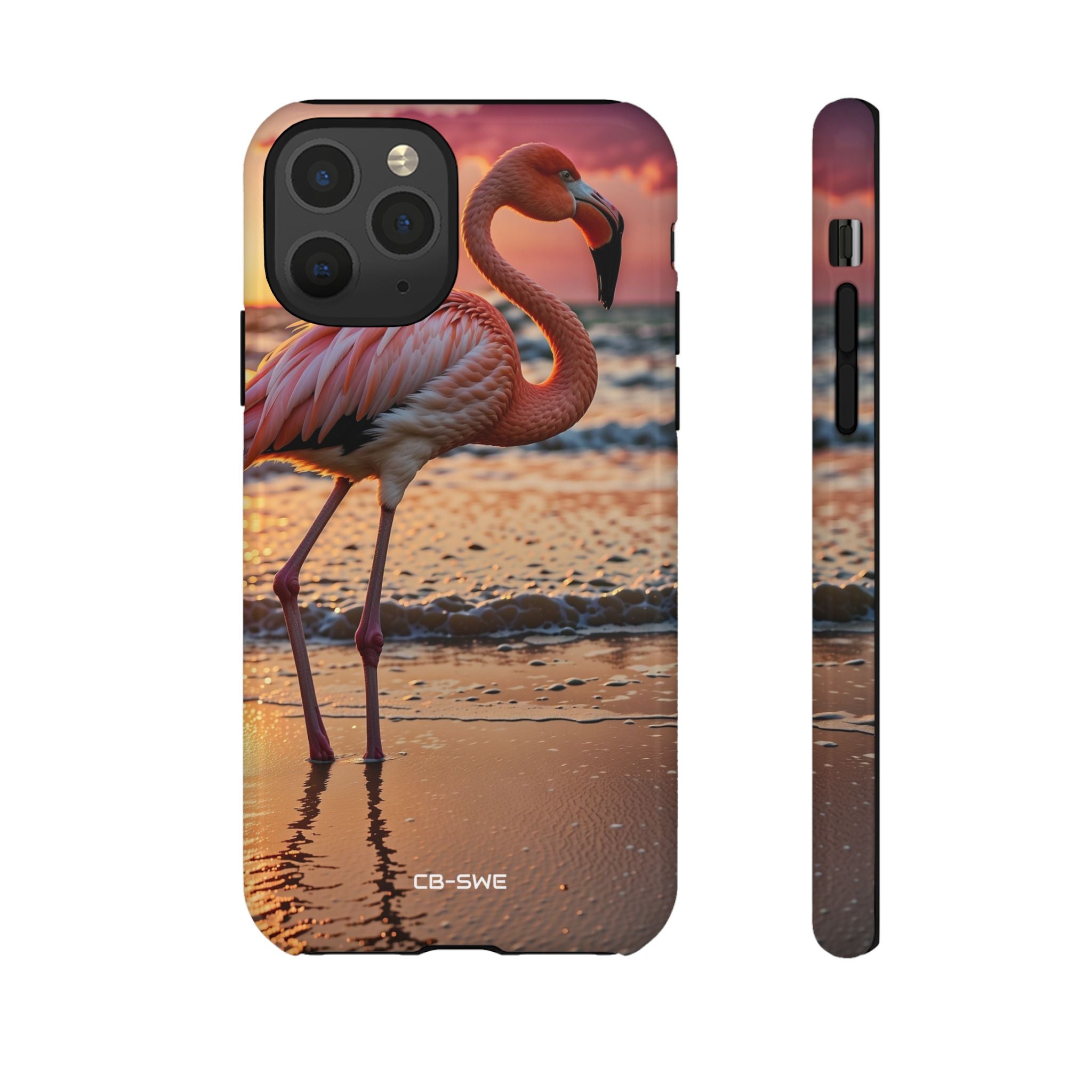 Sunset Flamingo Stand - iPhone Case