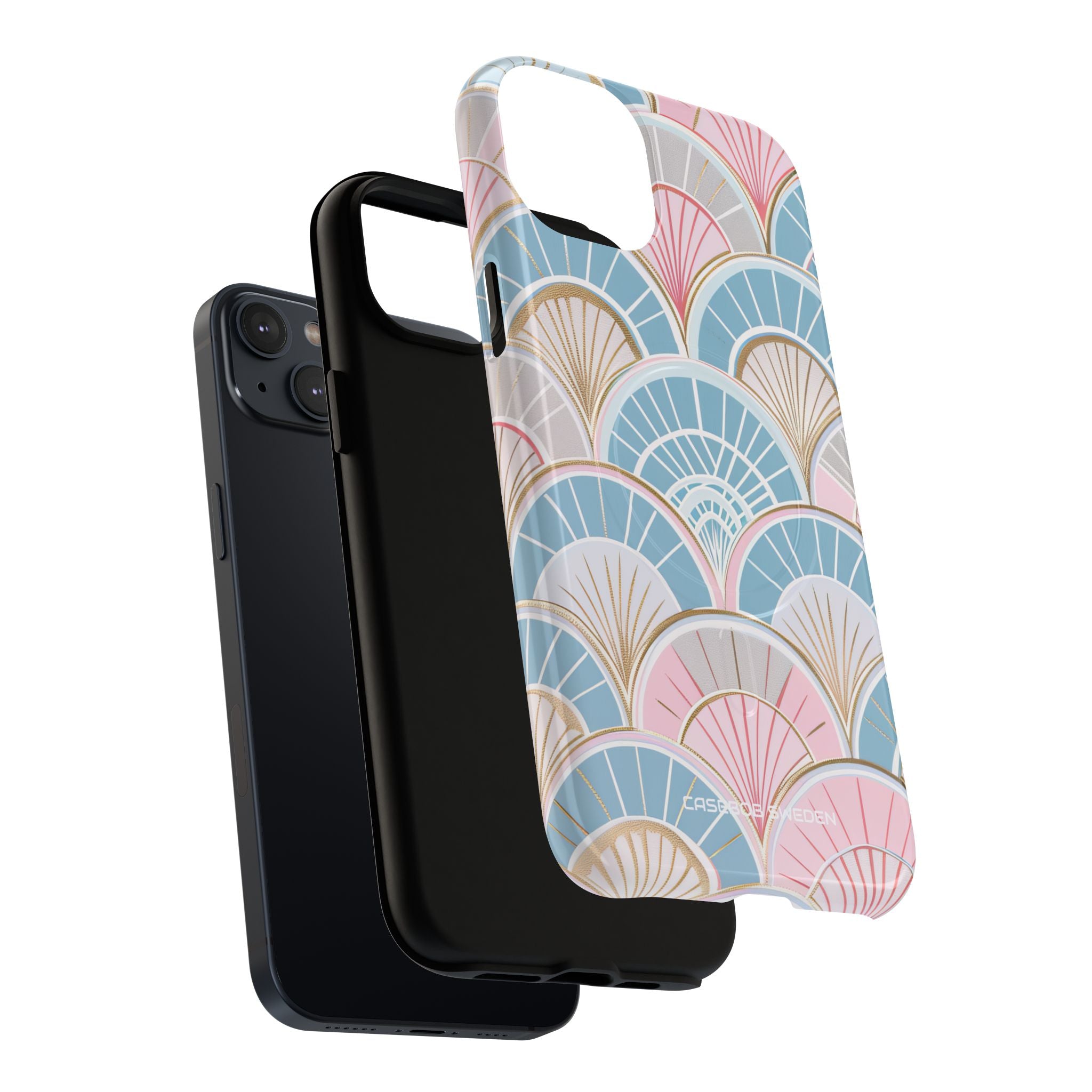 Art Deco Pastel Fan Pattern - Tough + MagSafe® iPhone 14 Phone Case