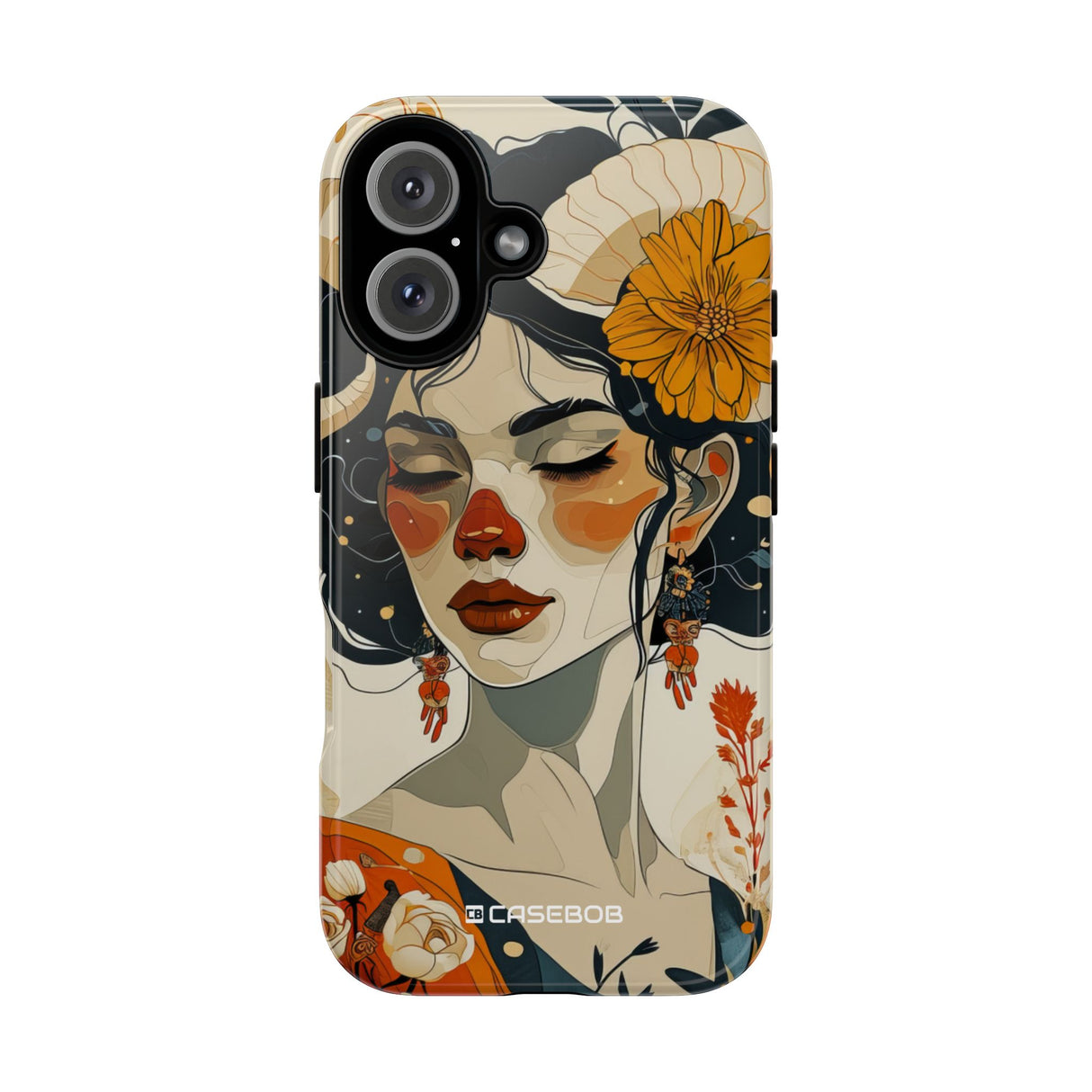 Mythical Serenity: Floral Ram Goddess - for iPhone 16