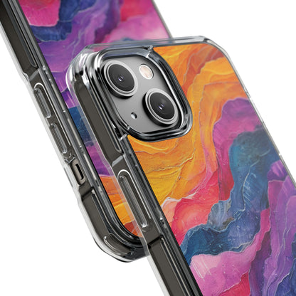 Vibrant Abstract Waves - Clear Impact iPhone 14 Phone Case