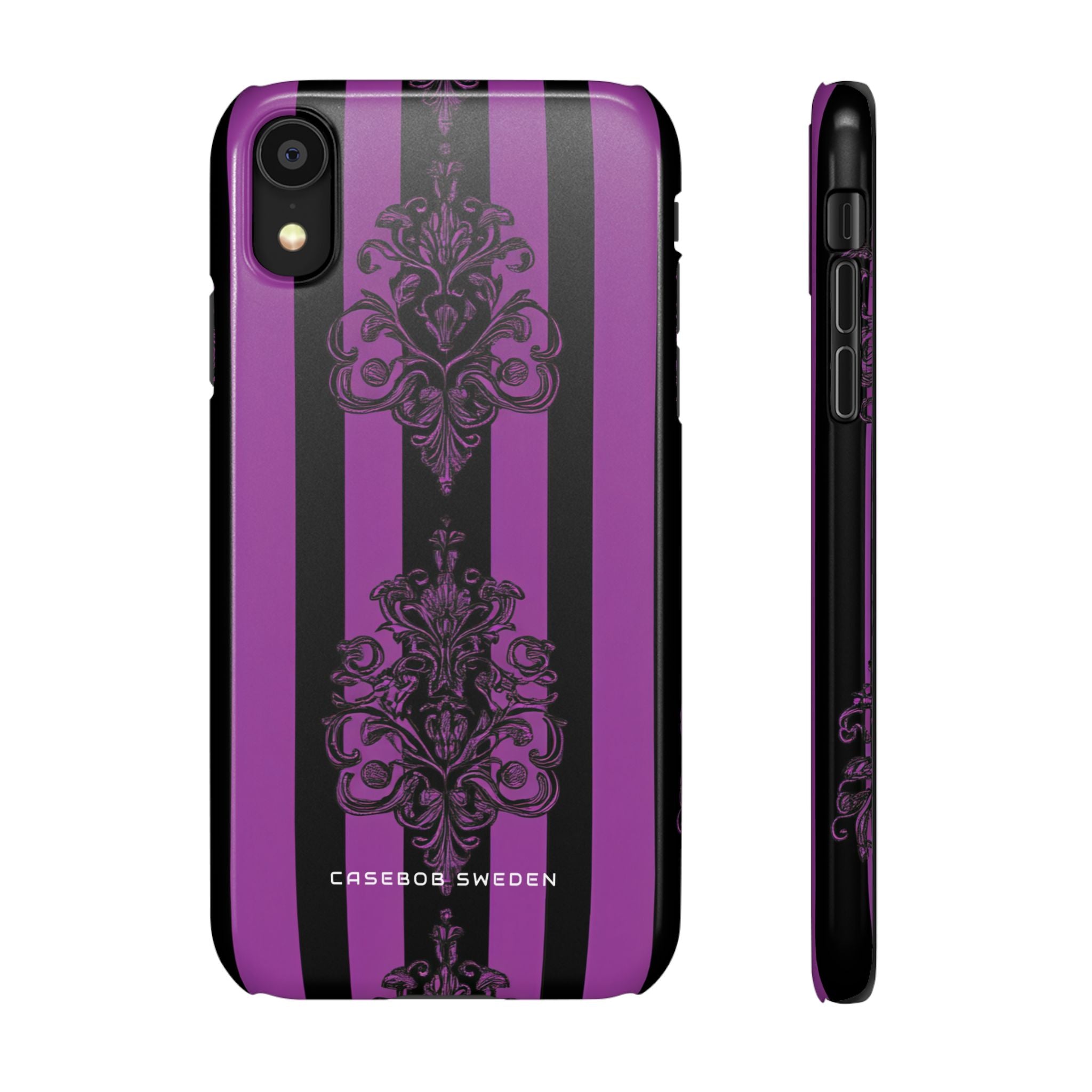 Gothic Elegance with Vertical Stripes and Ornamental Motifs  iPhone X - Slim Phone Case