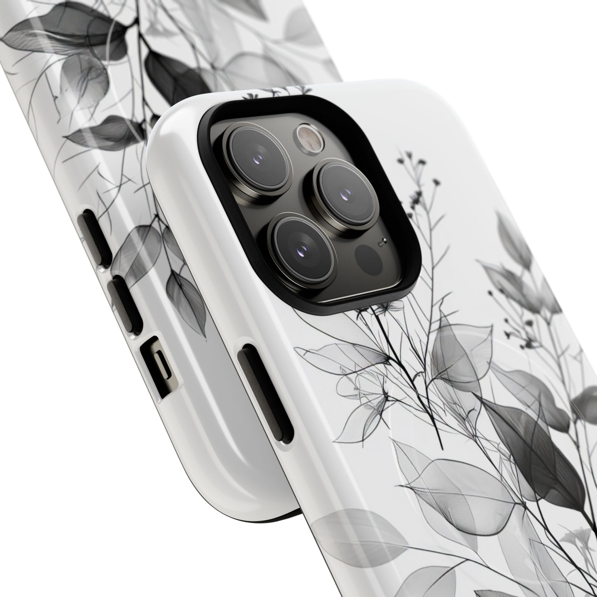 Veined Leaves Gray iPhone 14 Pro Max Case - Tough+