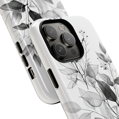 Veined Leaves Gray iPhone 14 Pro Max Case - Tough+