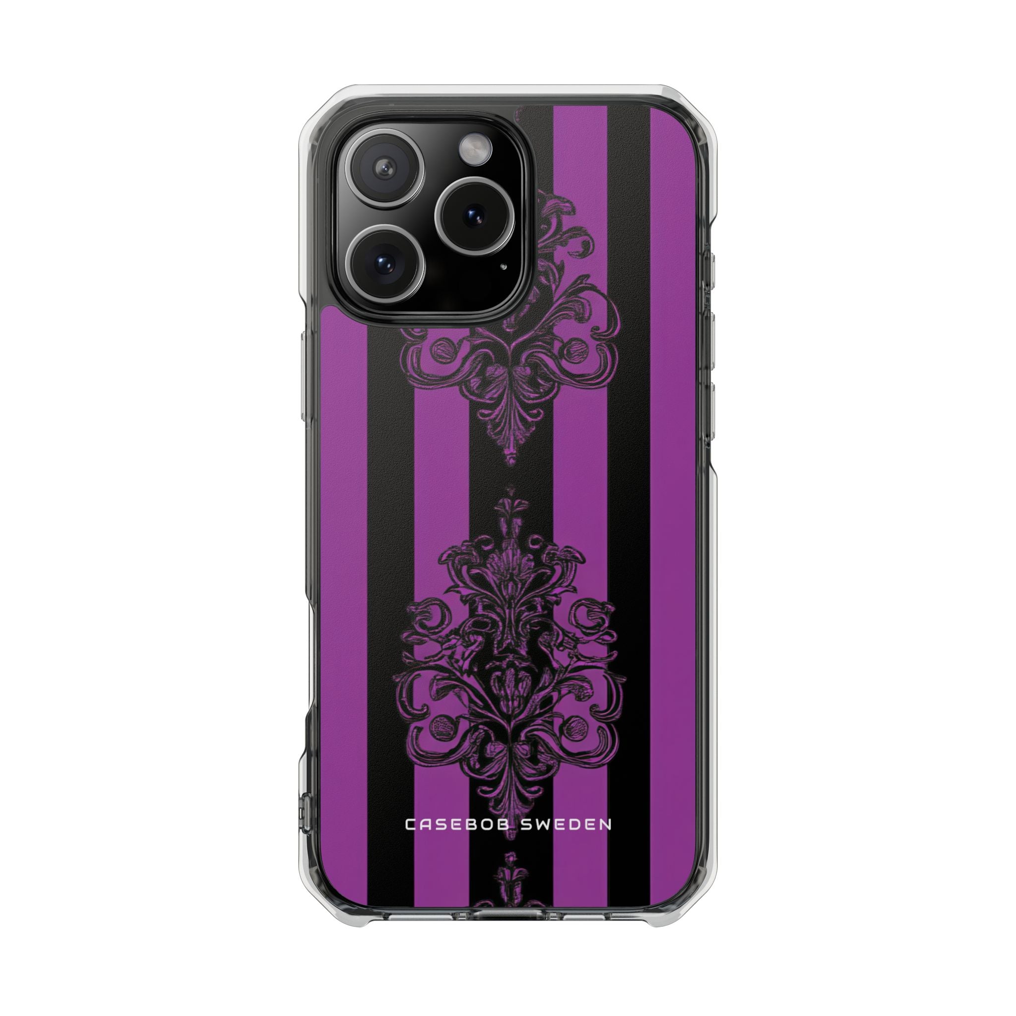 Gothic Elegance with Vertical Stripes and Ornamental Motifs iPhone 16 - Clear Impact Phone Case