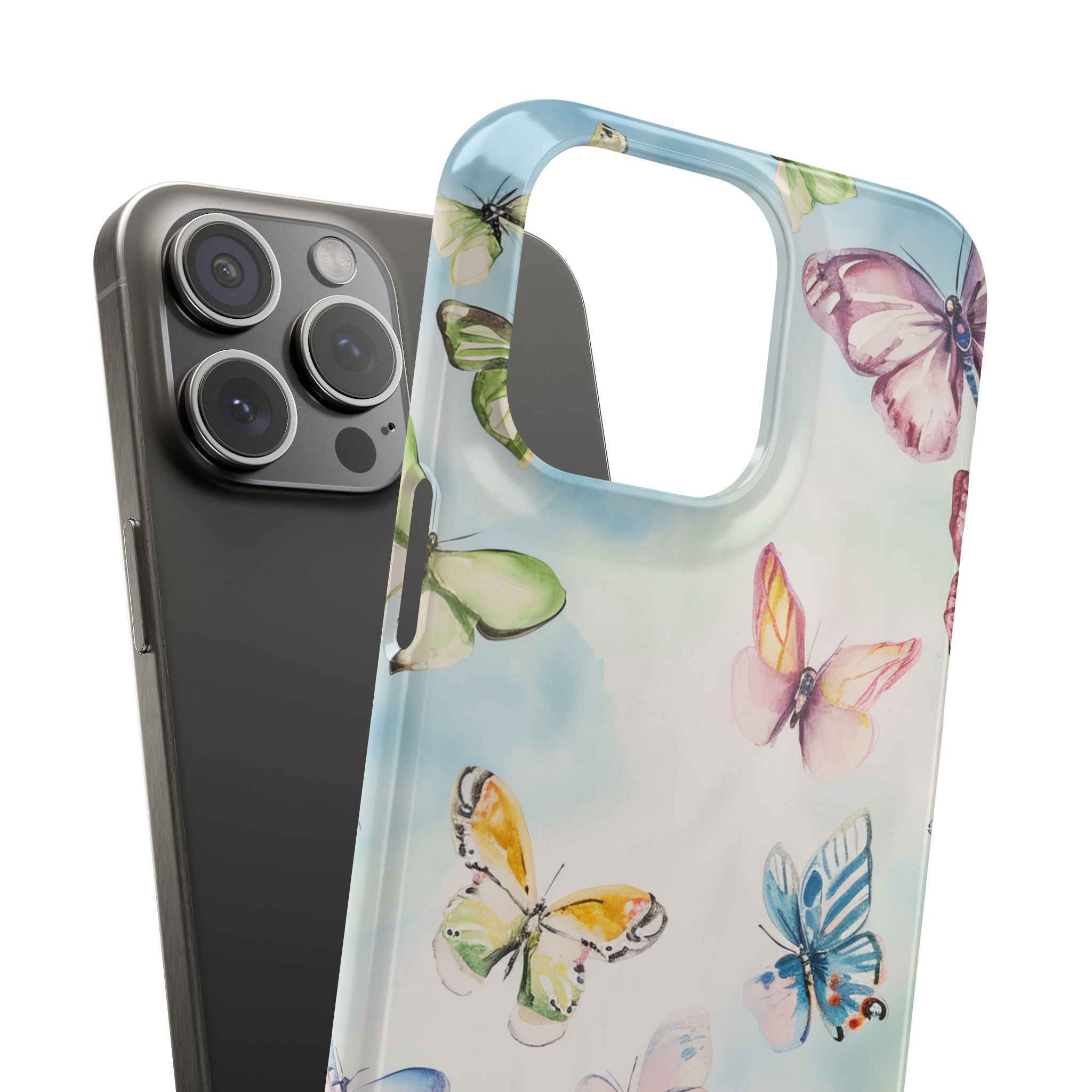 Watercolor Butterfly Bliss - Slim iPhone 15 Phone Case