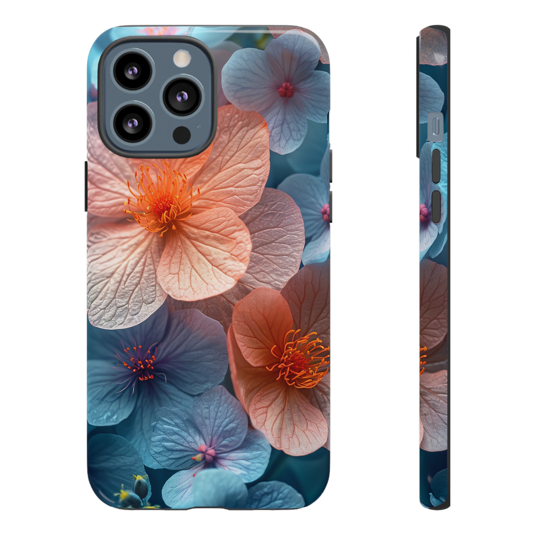 Bright Blue Floral Serenity - Protective Phone Case