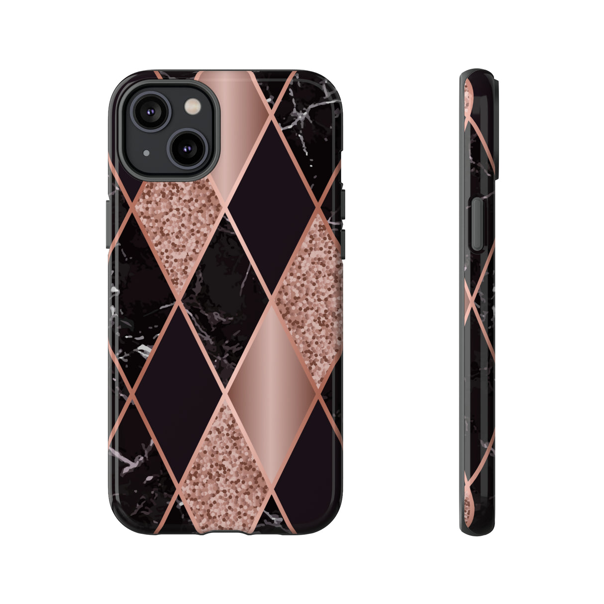 Pink Black Geometric - Protective Phone Case