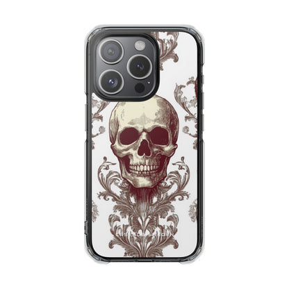 Gothic Skulls and Ornate Foliage iPhone 15 - Clear Impact Phone Case