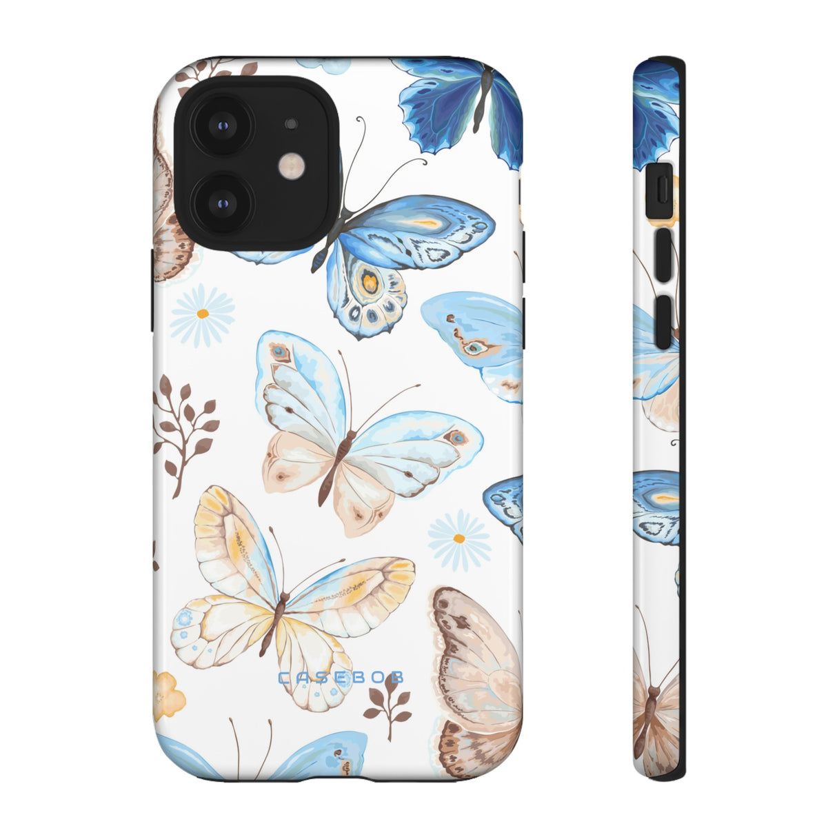 Flying Butterflies, Blue and Yellow iPhone case (Protective) - Protective Phone Case