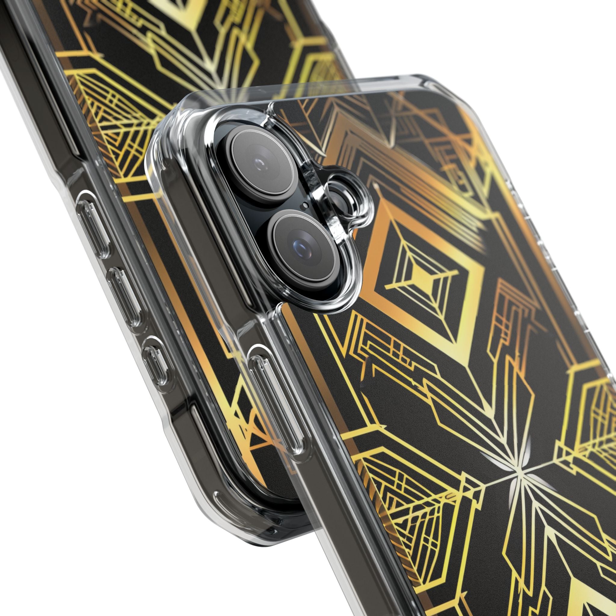 Golden Geometric Symphony iPhone 16 - Impact Clear+