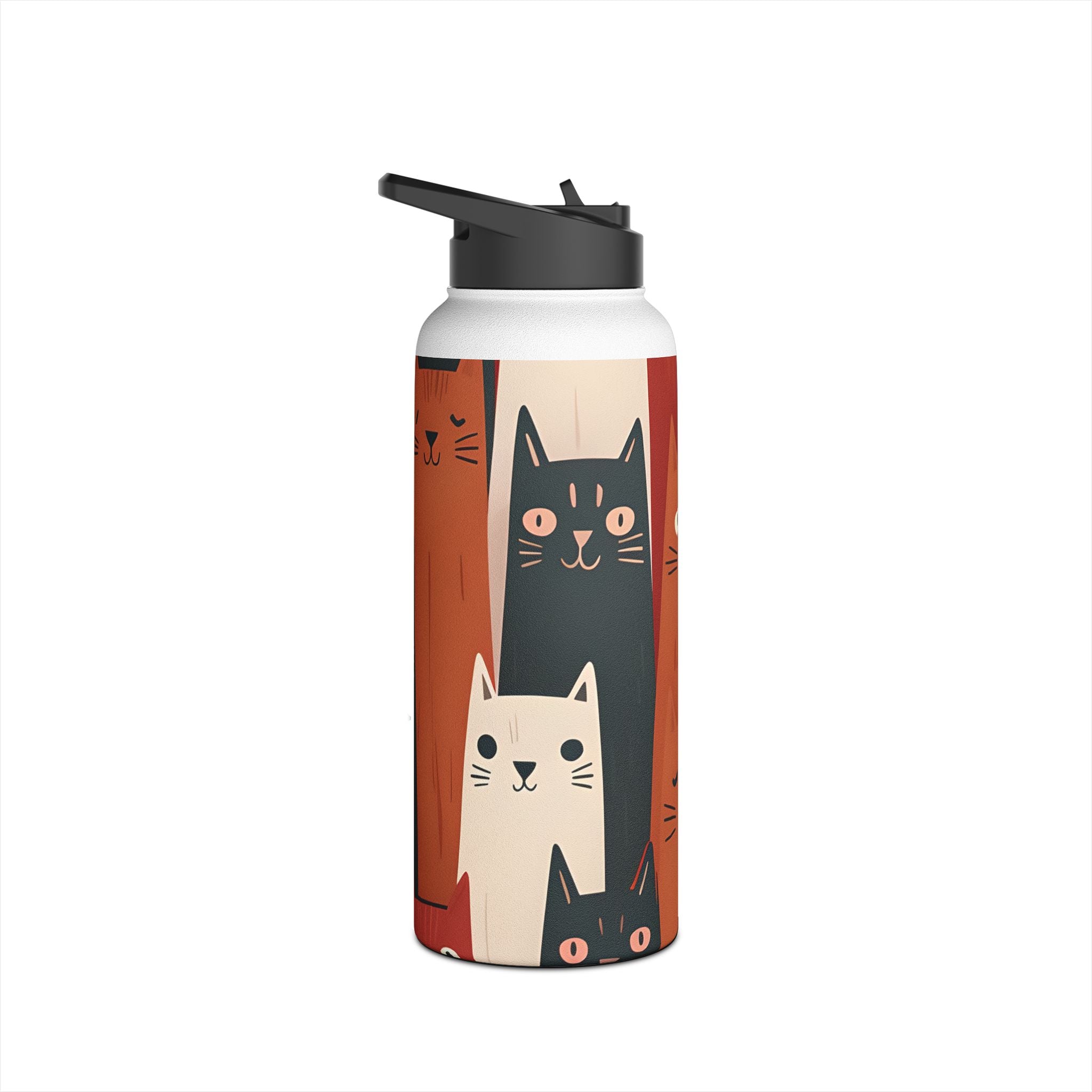 Cat Columns Orange - Stainless Steel Water Bottle
