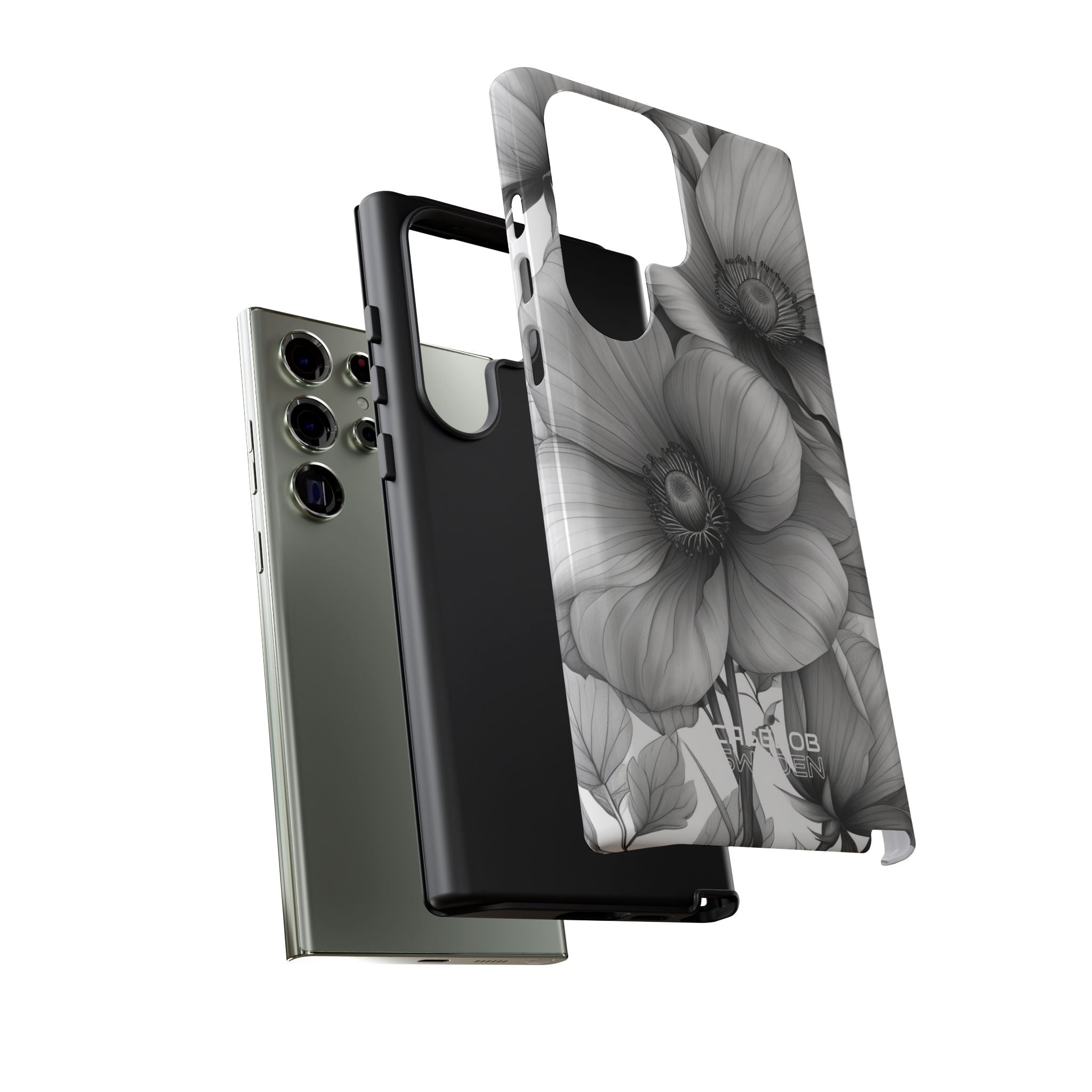 Grayscale Floral Harmony Samsung S23 - Tough