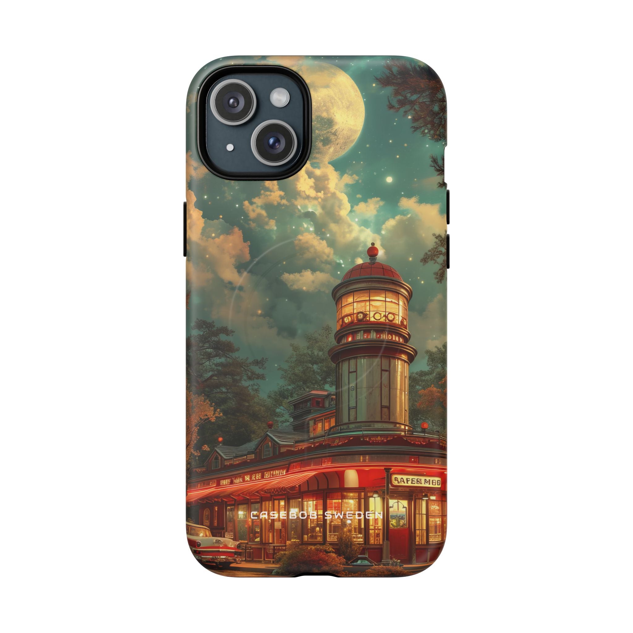 Vintage Moonlit Diner Fantasy iPhone 15 | Tough+ Phone Case