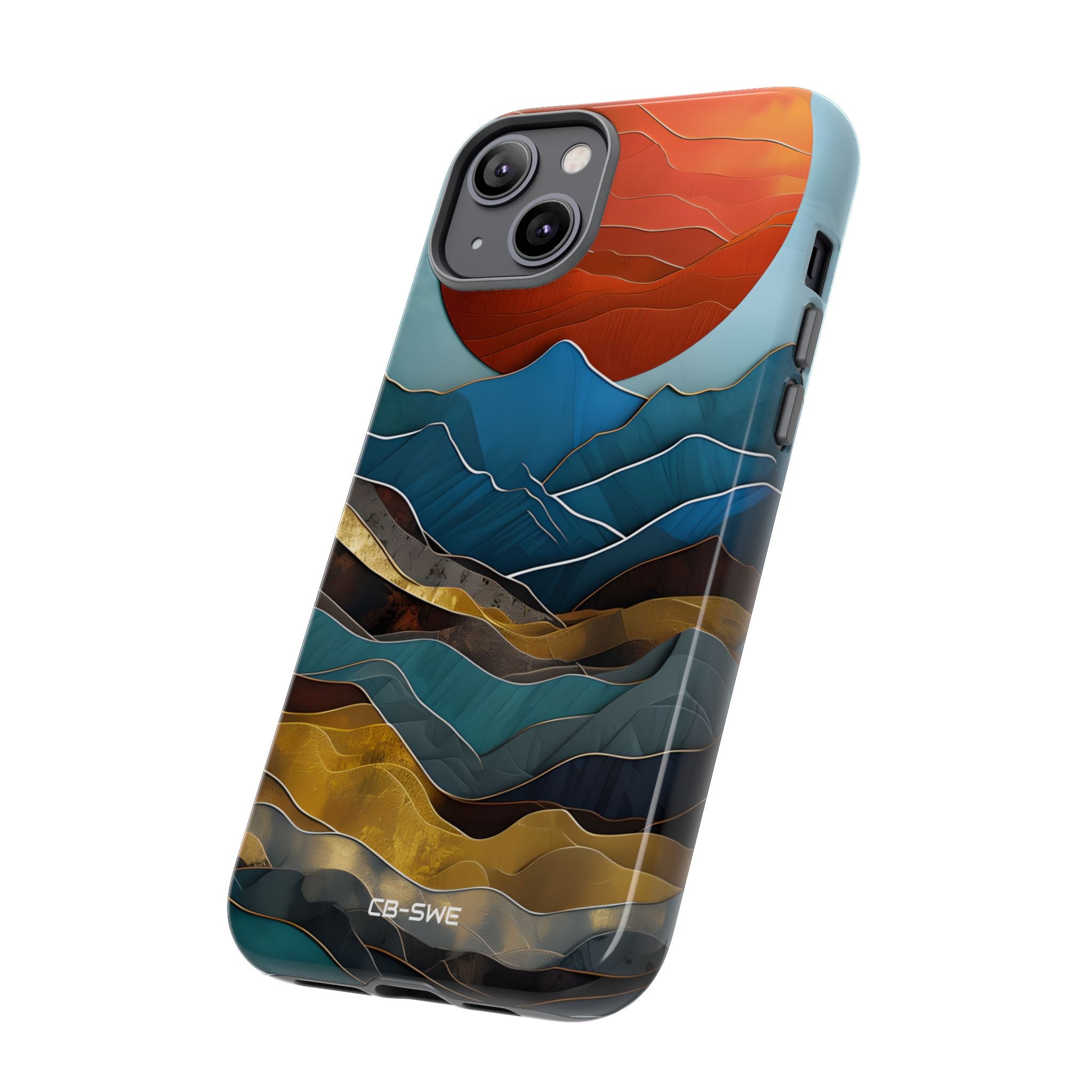 Sunset Geometry Waves - iPhone Case