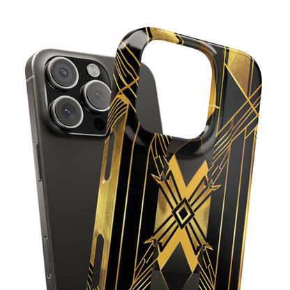 Golden Geometric Elegance iPhone 16 - Slim Phone Case