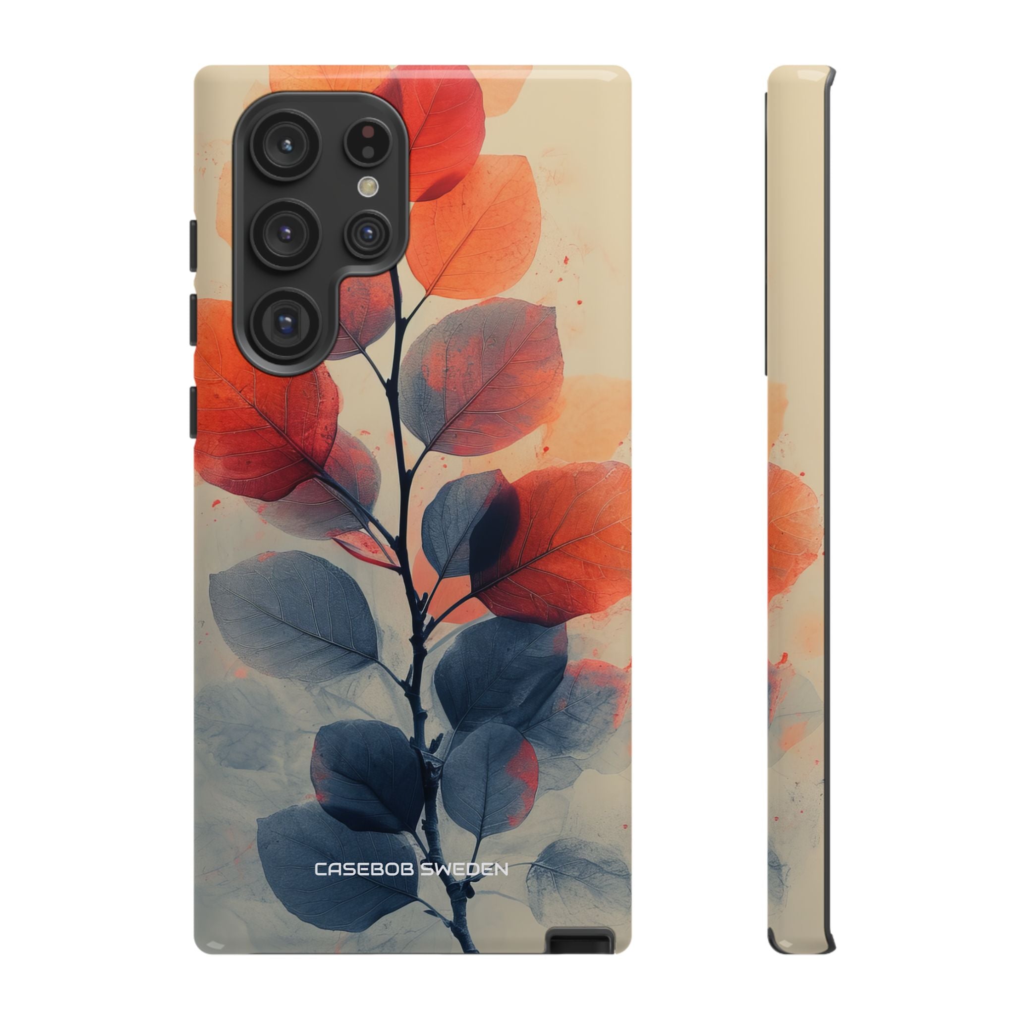 Orange Gray Leaves - Tough Samsung S22 Phone Case