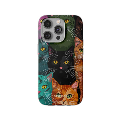 Teal Cat Grid iPhone 14 Pro Case - Soft