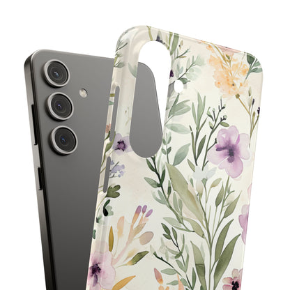 Soft Green Lavender Floral Pattern - Slim Samsung S24 Phone Case