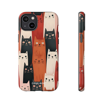 Elongated Cats Black iPhone 14 Plus Case - Tough