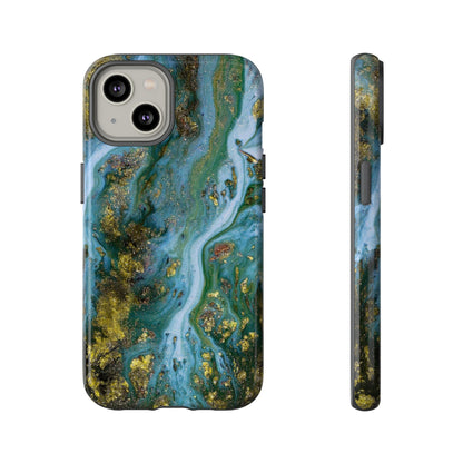 Ocean Blue Ink Art iPhone Case (Protective) iPhone 14 Glossy Phone Case