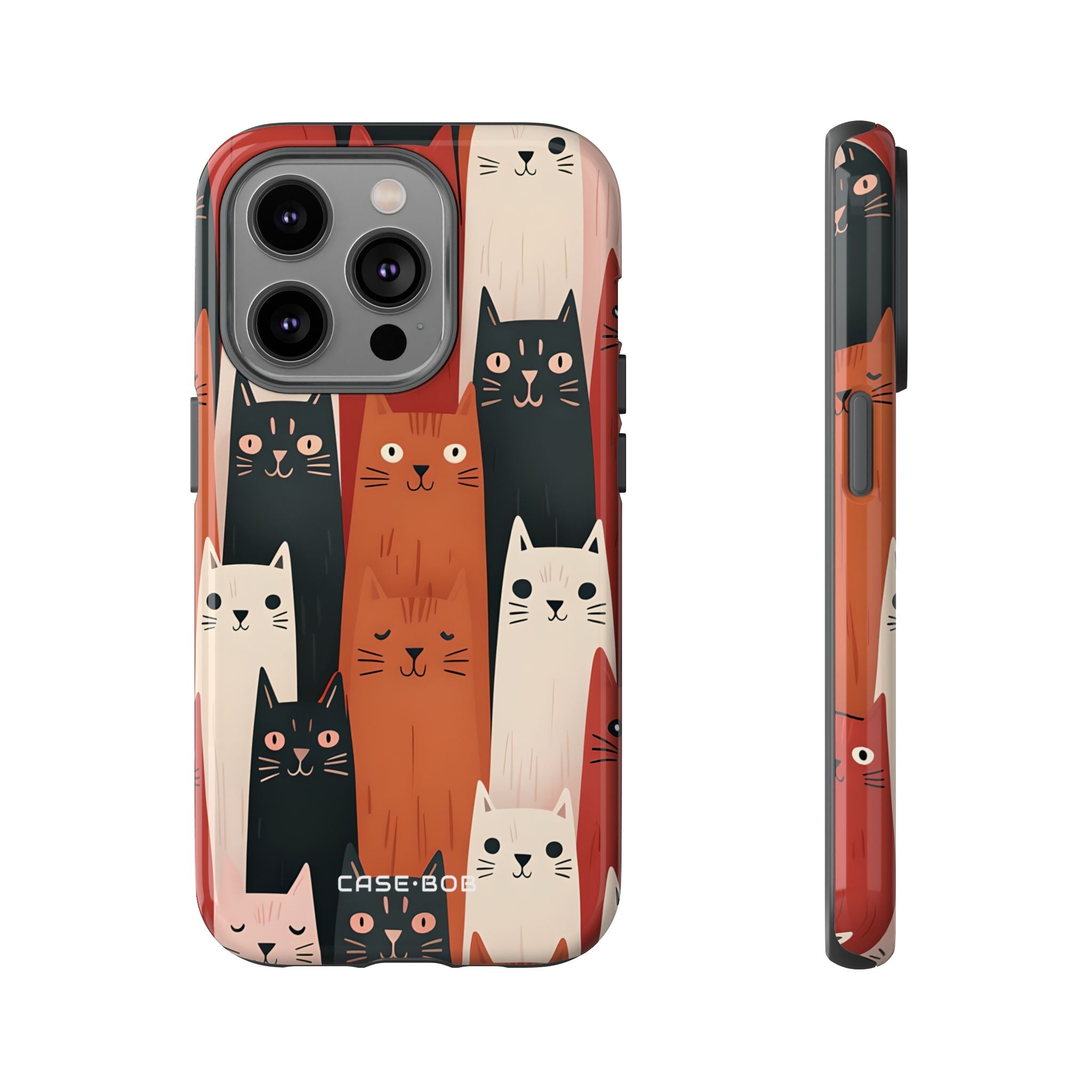 Elongated Cats Black iPhone 14 Pro Case - Tough