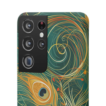 Peacock Elegance in Teal and Gold Samsung S21 - Slim Phone Case