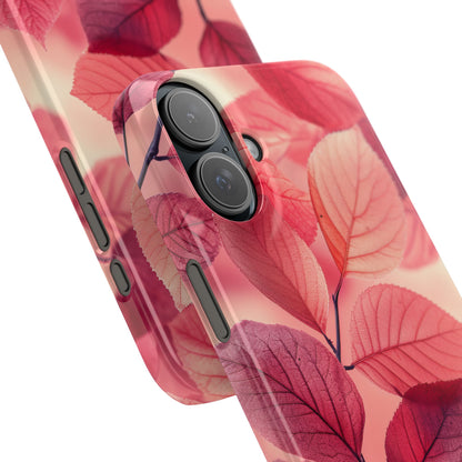 Elegant Pink Leaves iPhone 16 - Slim Phone Case