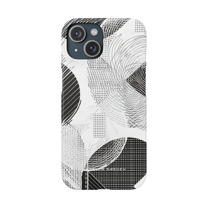 Geometric Monochrome Flow iPhone 15 - Slim Phone Case