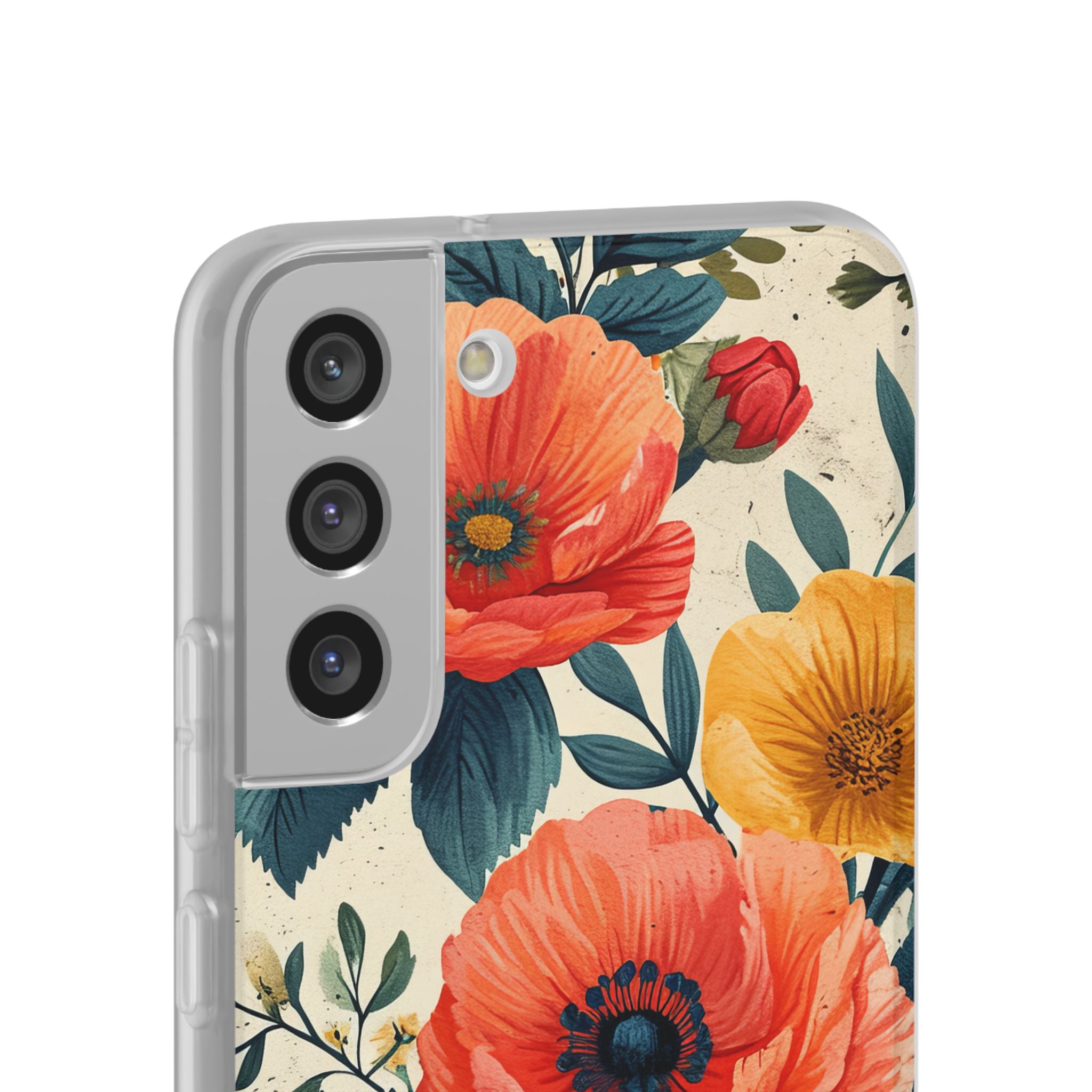 Vibrant Botanical Poppies - Flexi Samsung S22 Phone Case