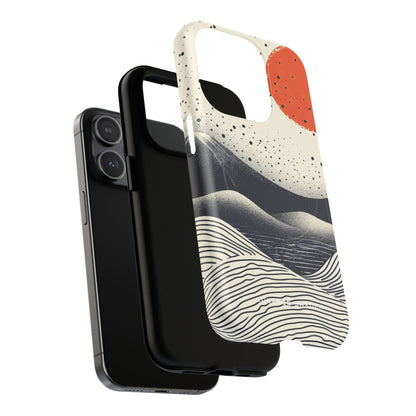 Red Sun Over Flowing Horizons iPhone 15 | Tough+ Phone Case