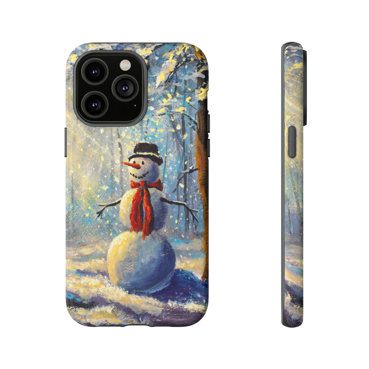 Oil painting - Happy Snowman - Protective Phone Case