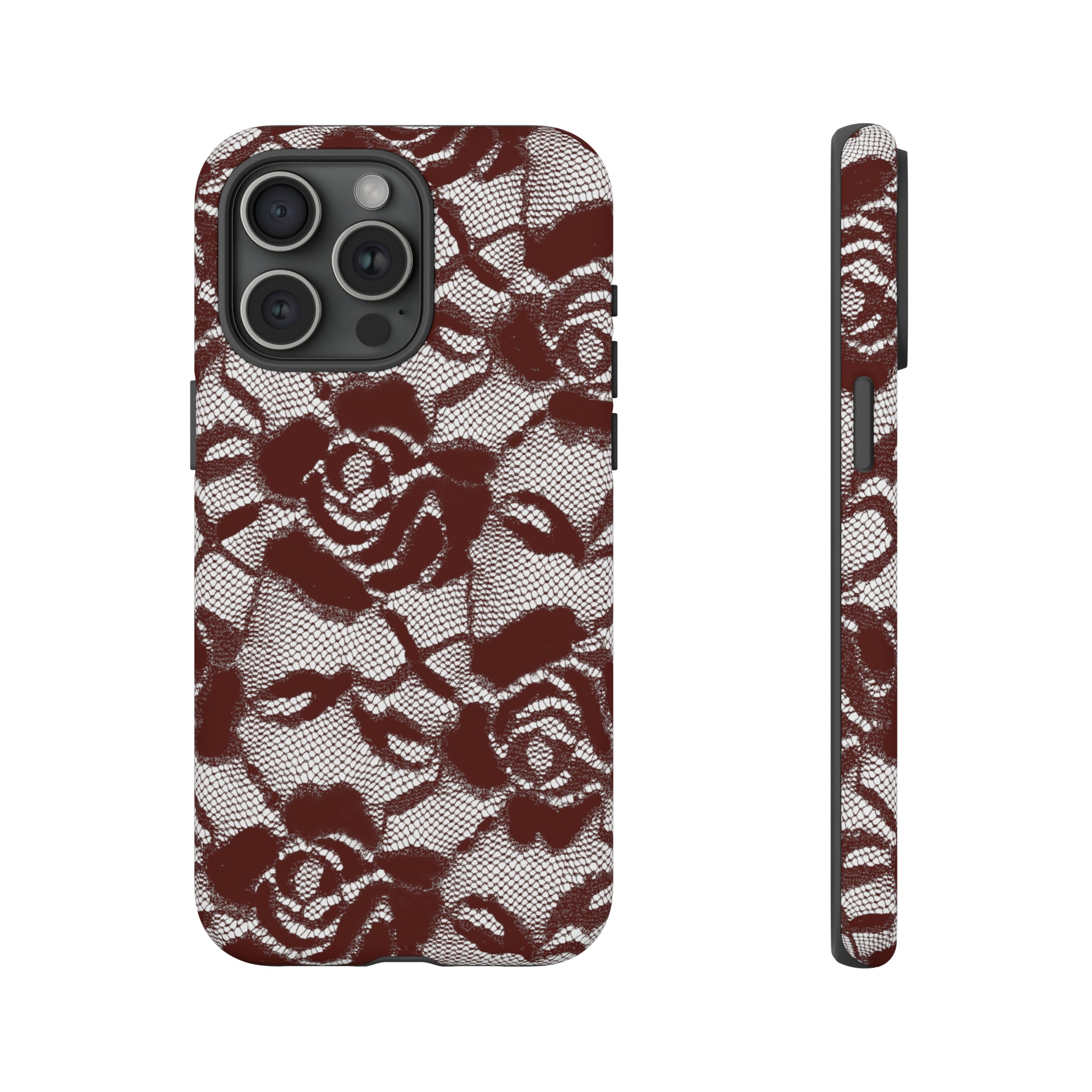 Red Lace Gothic Flower - Protective Phone Case