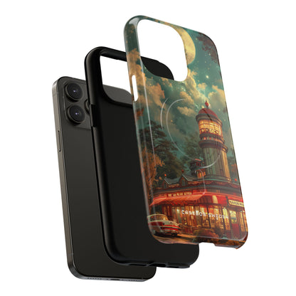 Vintage Moonlit Diner Fantasy iPhone 14 | Tough+ Phone Case