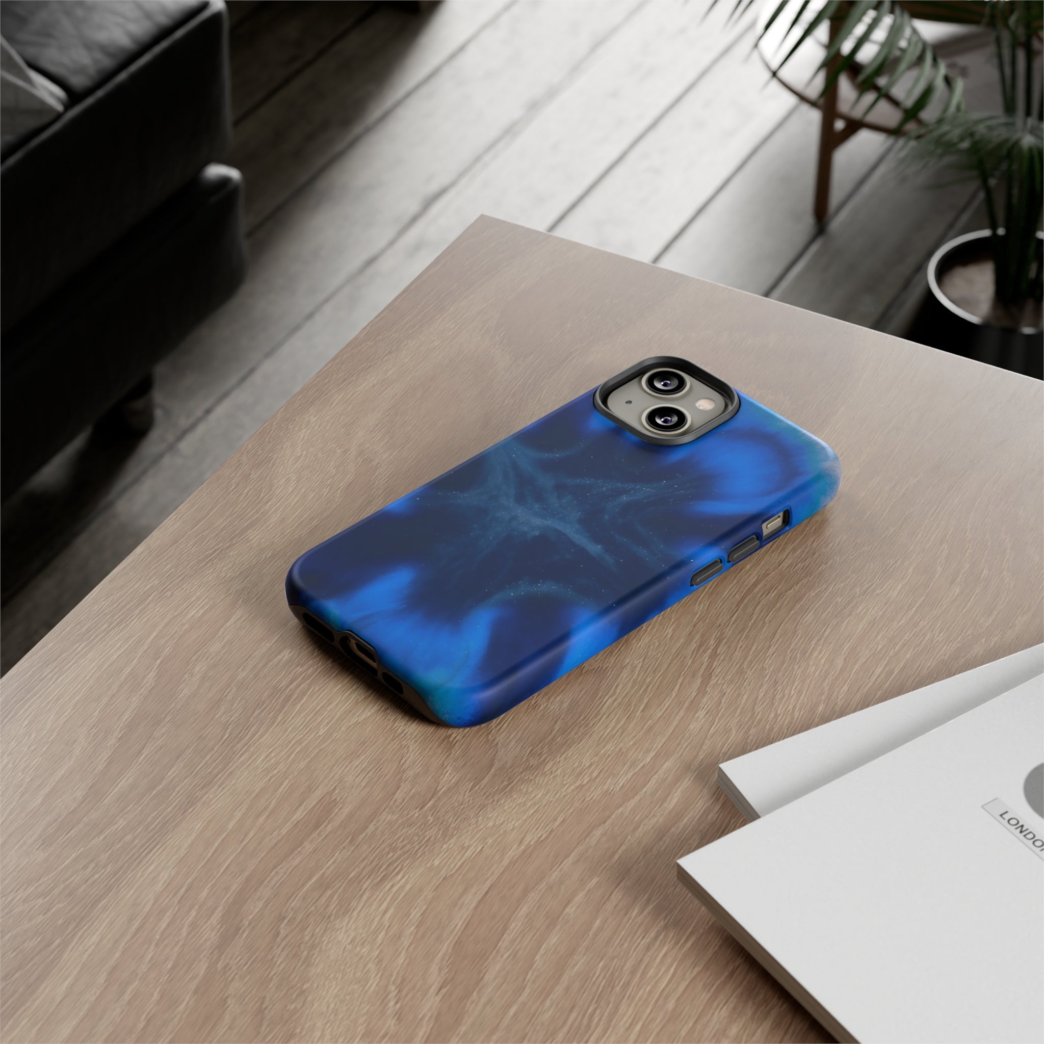 Blue Star Marble Ink Art iPhone Case (Protective) Phone Case