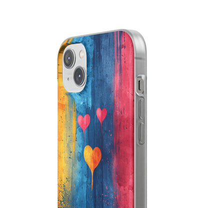 Hearts Watercolor Art - Flexi iPhone 14 Phone Case