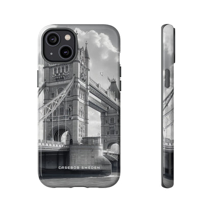 Tower Bridge Monochrome Architecture Study iPhone 14 - Tough Phone Case