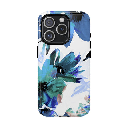 Blue Blossom Radiance iPhone 15 Pro Case - Tough+