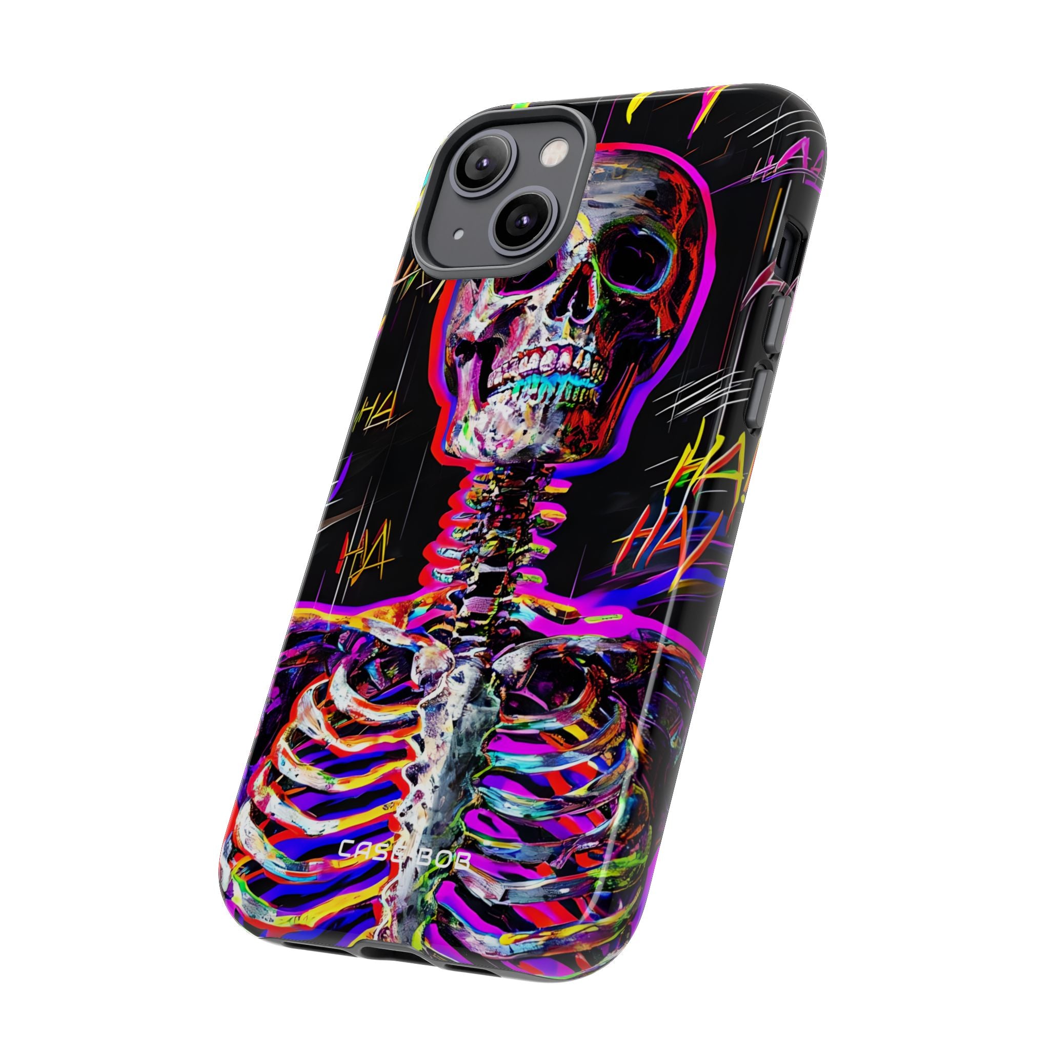 Neon Skeleton Laugh iPhone 14 Plus Case - Tough