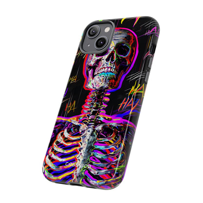 Neon Skeleton Laugh iPhone 14 Plus Case - Tough