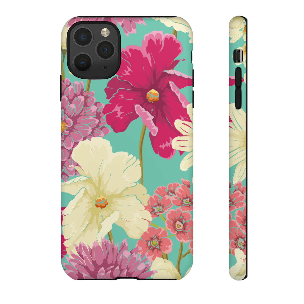 Colorful flowers in watercolor iPhone case (Protective) - Protective Phone Case