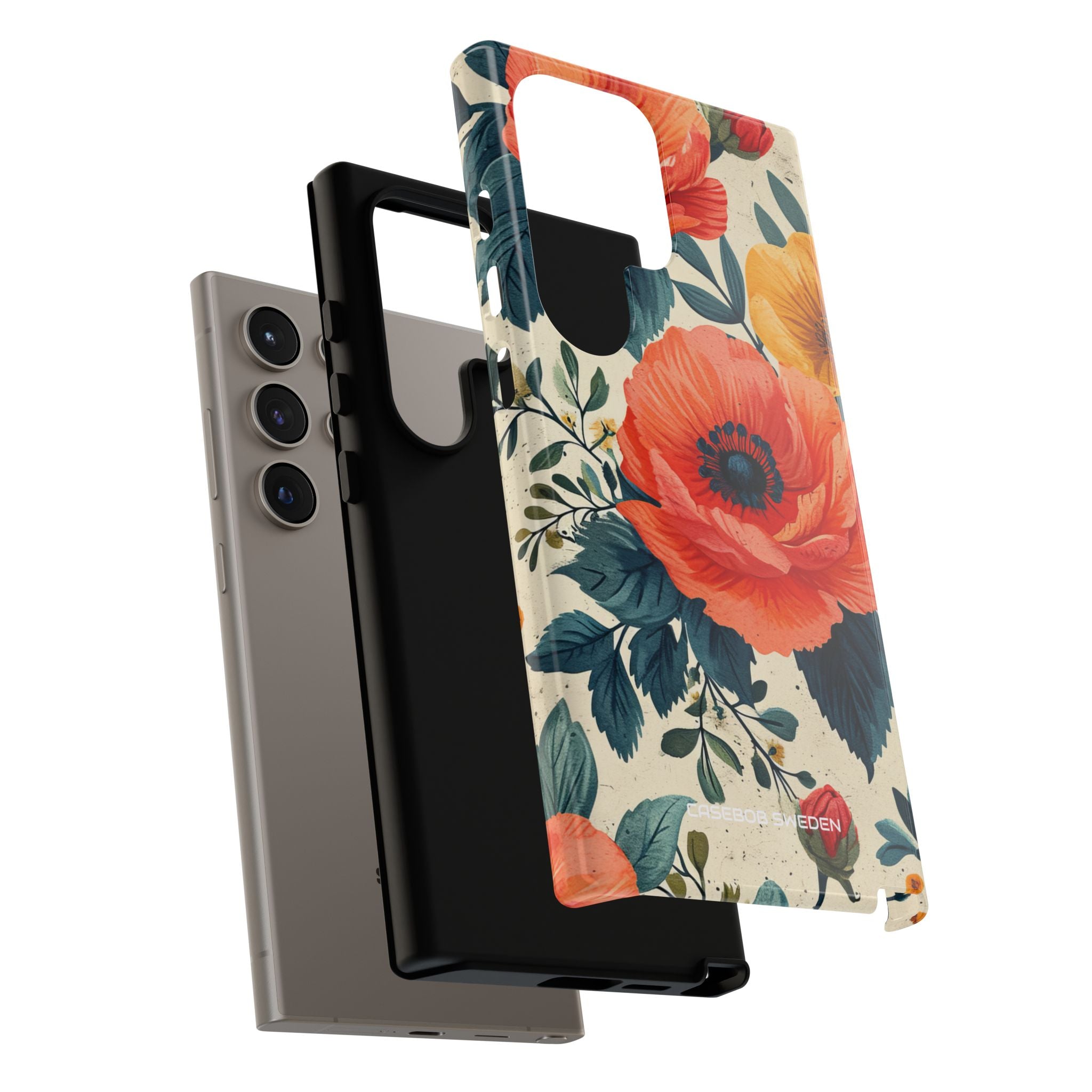 Vibrant Botanical Poppies - Tough Samsung S24 Phone Case