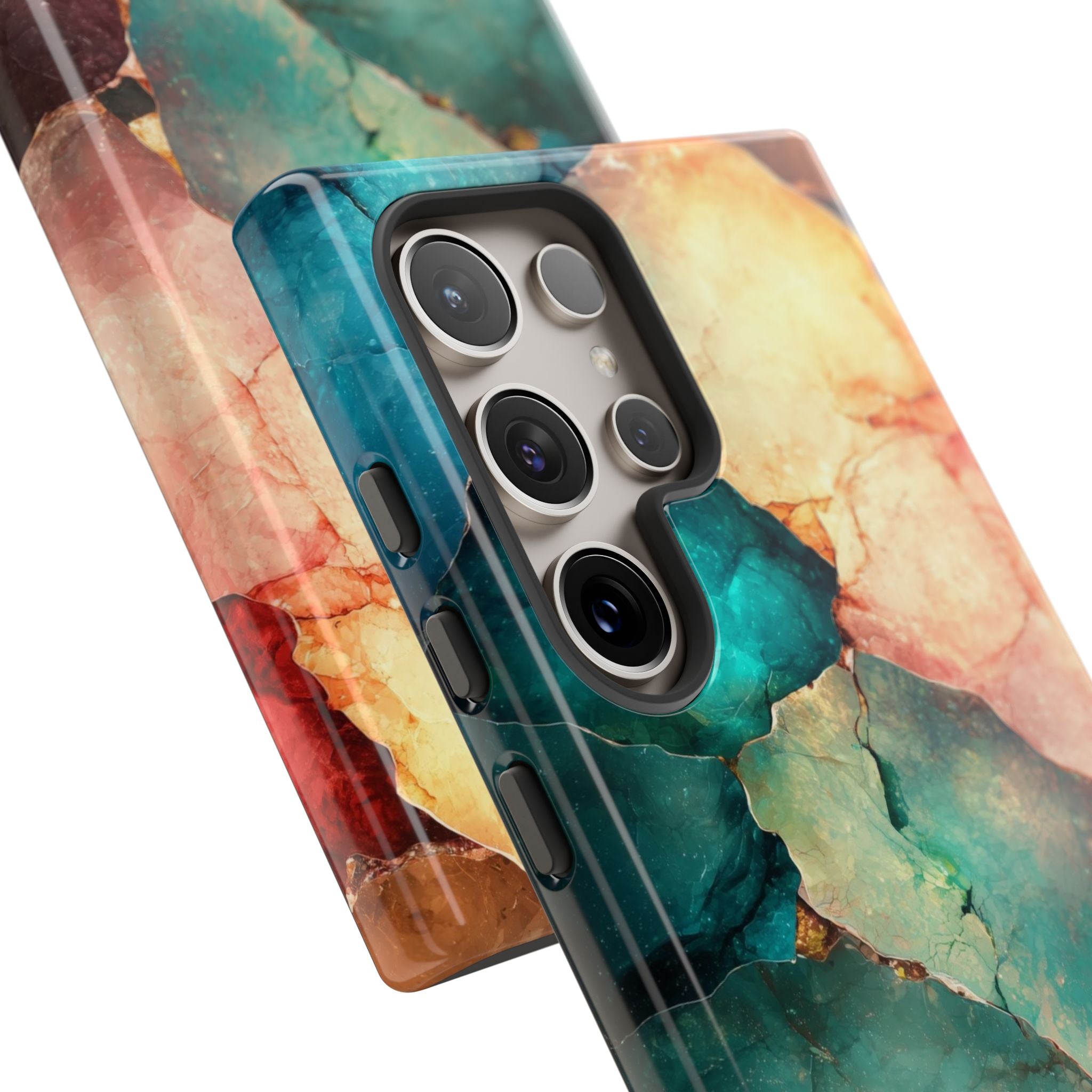 Teal Mosaic Veins Samsung S24 Ultra Case - Tough