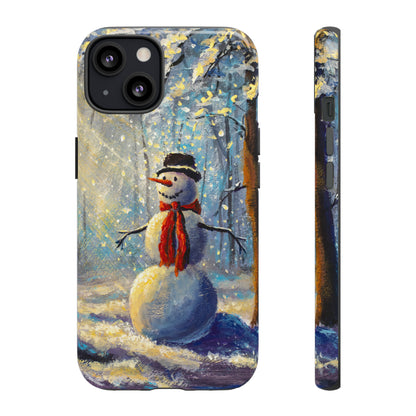 Oil painting - Happy Snowman - Protective Phone Case