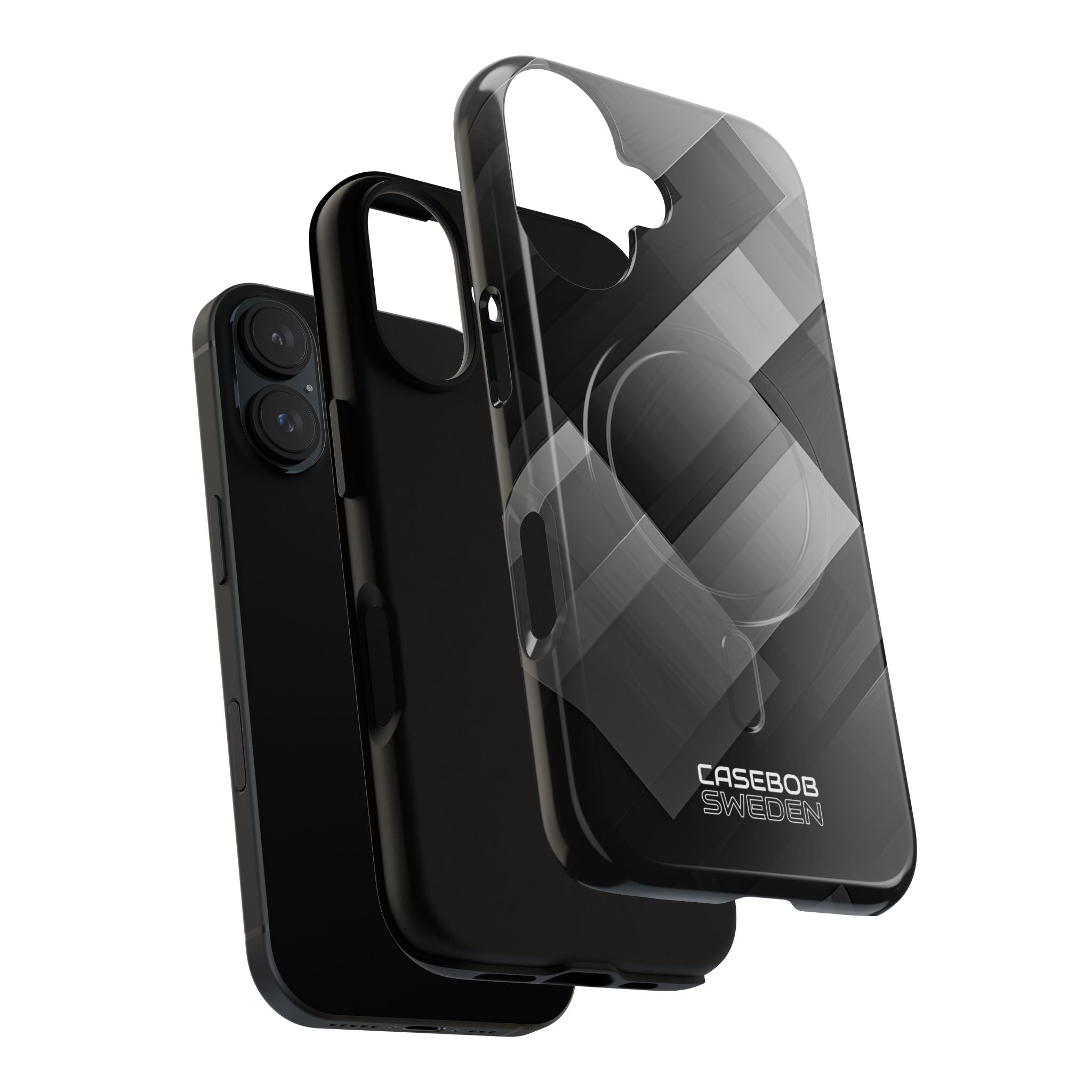 Grayscale Geometric Layers iPhone 16 - Tough+