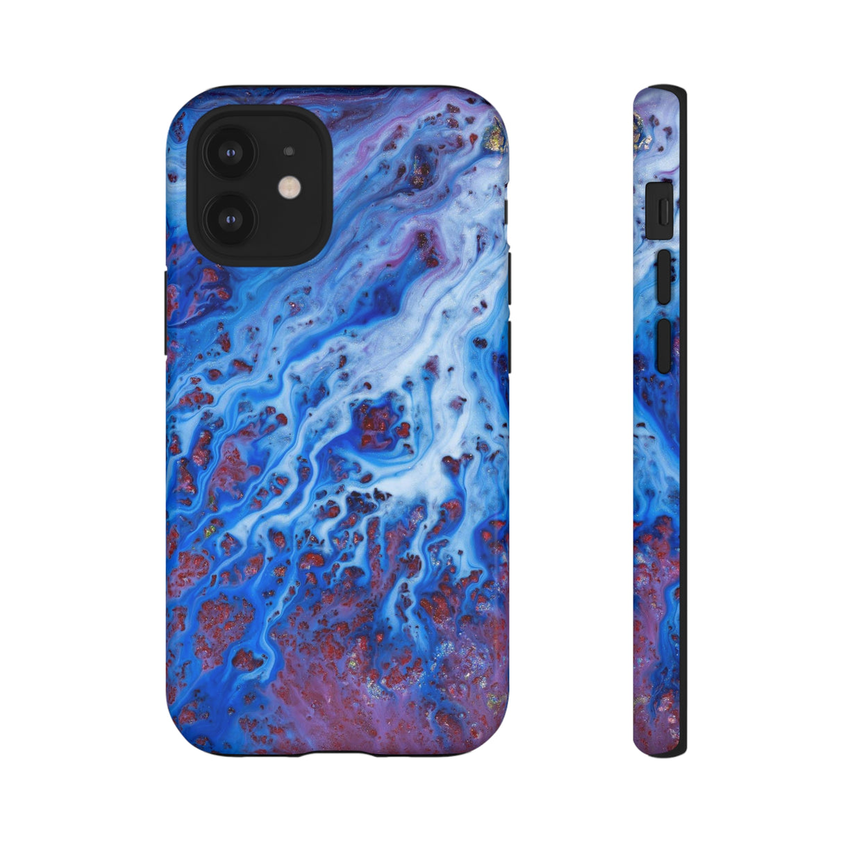 Ice Blue River Ink Art iPhone Case (Protective) iPhone 12 Mini Glossy Phone Case