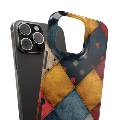 Blue Red Patchwork - Slim iPhone 16 Phone Case