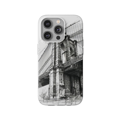 Suspension Bridge Line Art Illustration iPhone 14 - Flexi Phone Case