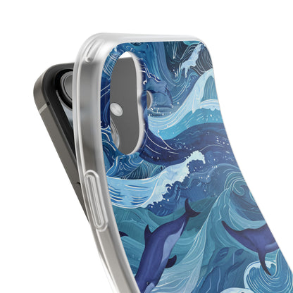 Dolphin Waves iPhone 16 Plus Case - Soft